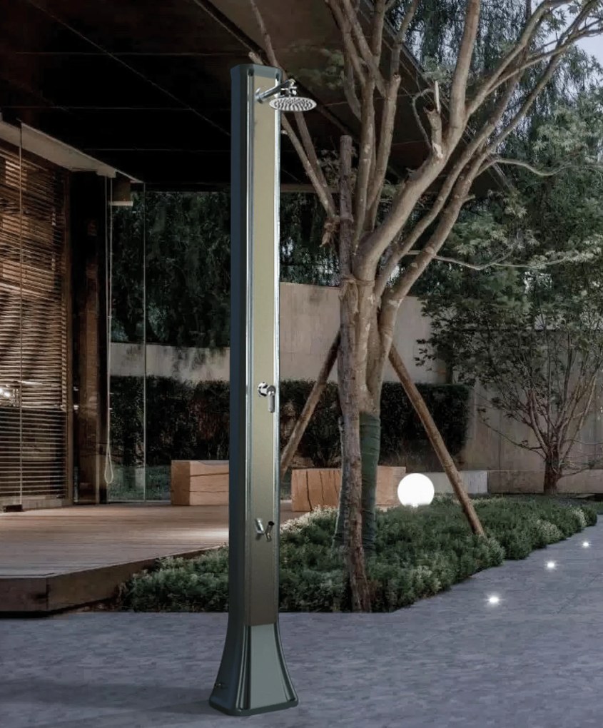 Doccia Solare Per Esterno 36 Lt Con Soffione Miscelatore e Lavapiedi Arkema "Big Happy Five F620/90" Anthracite