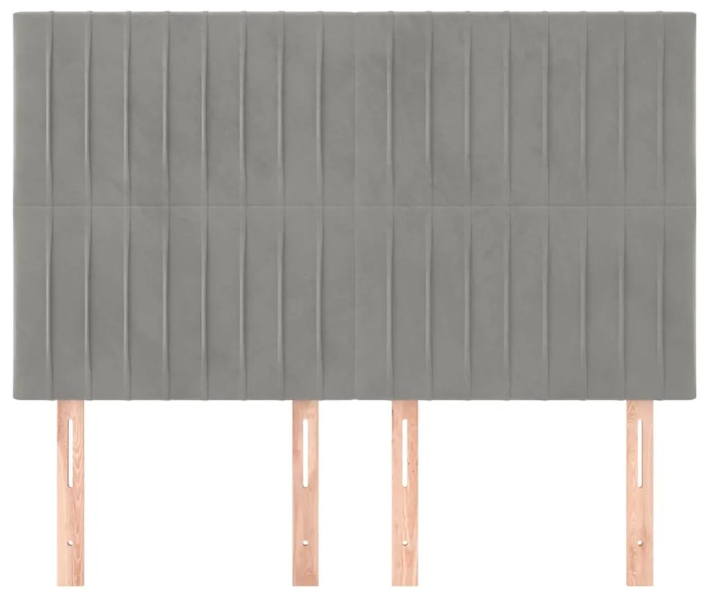 Testiere 4 pz grigio chiaro 72x5x78/88 cm in velluto