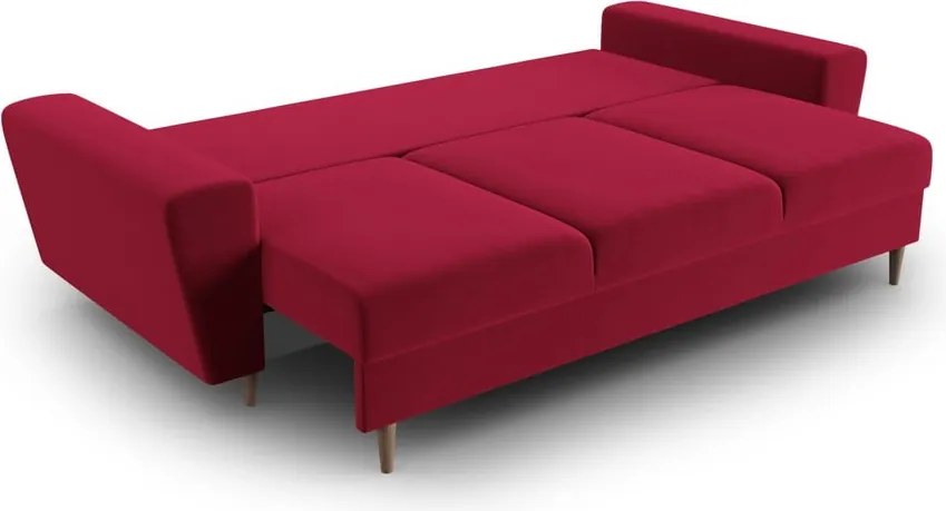 Divano rosso allungabile e con contenitore con rivestimento in velluto 235 cm Kyoto – Cosmopolitan Design