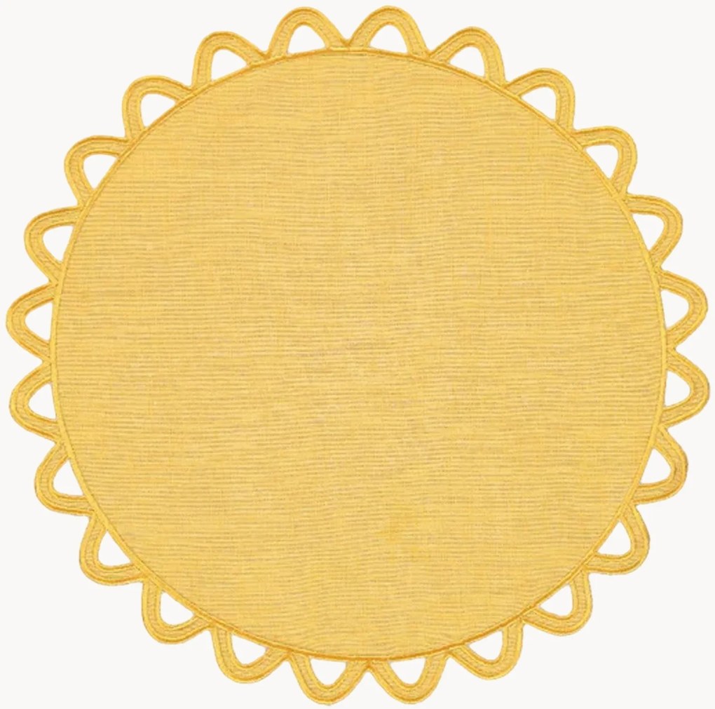 Tovaglietta rotonda con bordo ricamato Halo