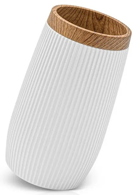 Porta spazzolino da denti Bianco dettagli effetto legno Blob
