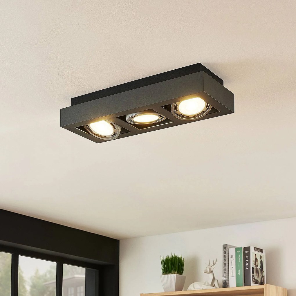 Plafoniera soffitto Ronka Arcchio, dimmerabile, Nero, Soggiorno / Sala da pranzo, Alluminio, Moderno, Plafoniera