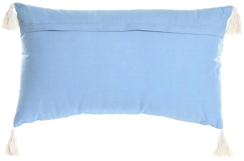 Cuscino DKD Home Decor Azzurro Poliestere Cotone Bianco (60 x 15 x 35 cm)