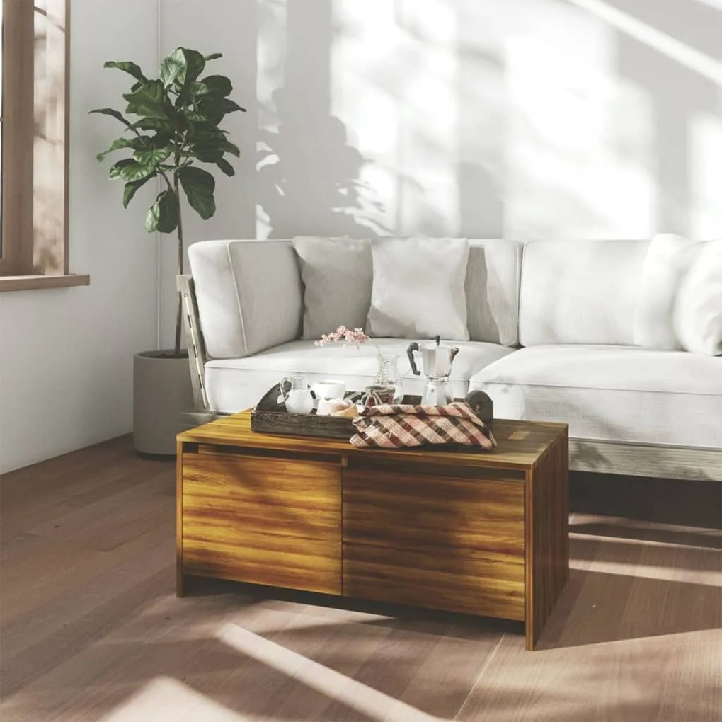 Tavolino Da Salotto Rovere Marrone 90x50x41,5 Cm İn Truciolato /