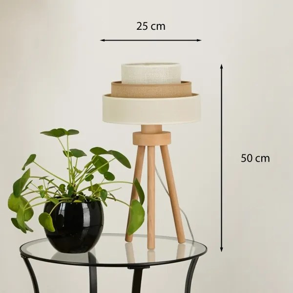 Brilagi - Lampada da tavolo DENVER LUNETA 1xE27/15W/230V beige/marrone/color crema