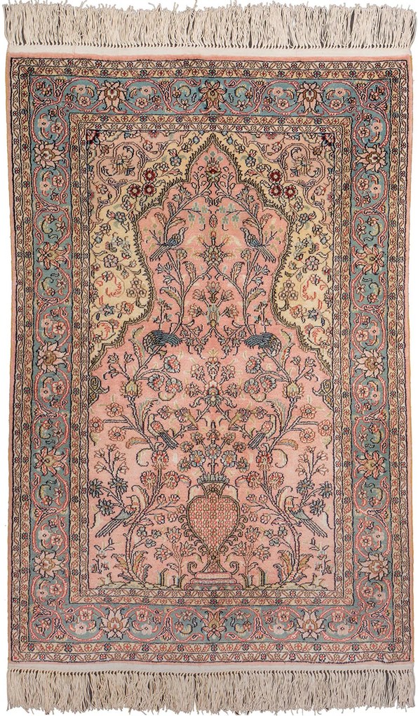 Hereke Tappeto orientale 100x60 Rosa (Cina) Annodato A Mano