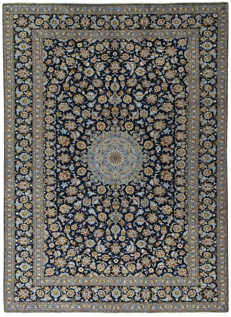 Kashan Tappeto persiano 410x300 Blu (Iran) Annodato A Mano