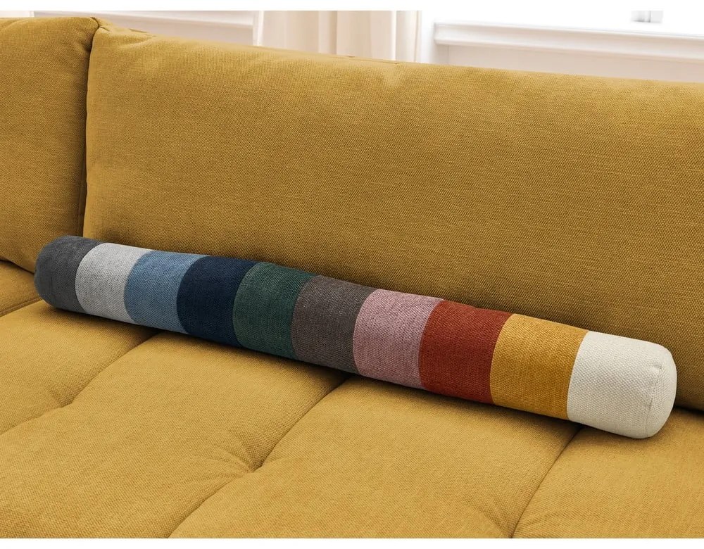 Divano angolare color senape allungabile e con contenitore (penisola a sinistra/a L) con rivestimento in ciniglia Fuji – Bobochic Paris