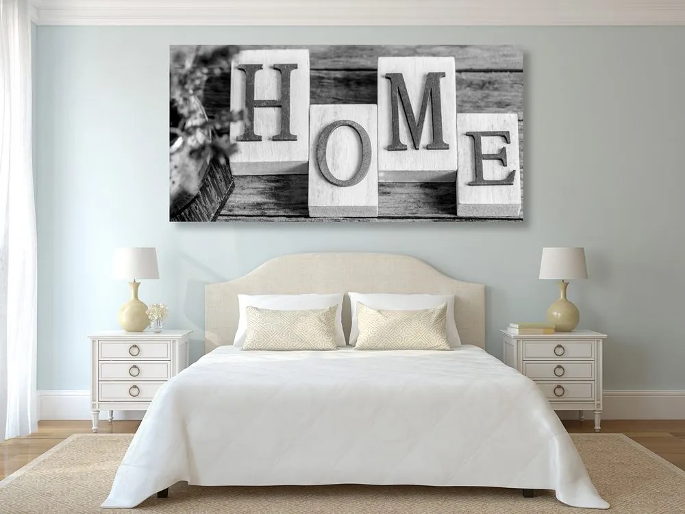 Quadro su tela – Lettere Home in bianco e nero