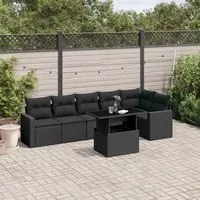 Set Divani da Giardino con Cuscini 7pz Nero Polyrattan 3267285