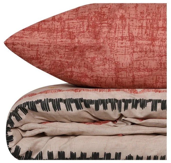 Biancheria da letto matrimoniale color rosso mattone e marrone in cotone Renforcé 240x220 cm Felix - Mijolnir