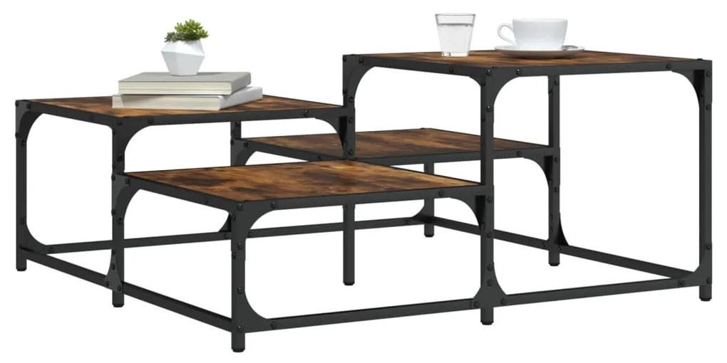 Tavolino Salotto Rovere Fumo 87,5x87,5x40 Cm Legno Multistrato /