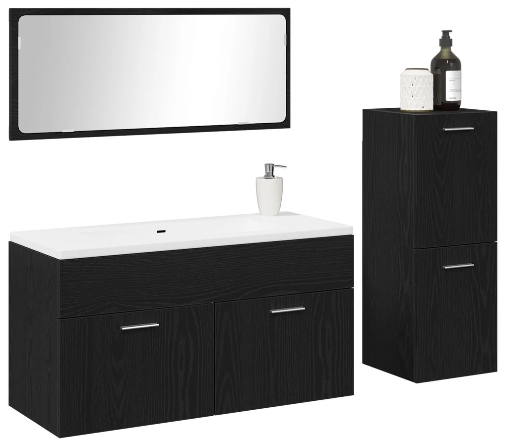 Set mobili da bagno set di 3 rovere nero