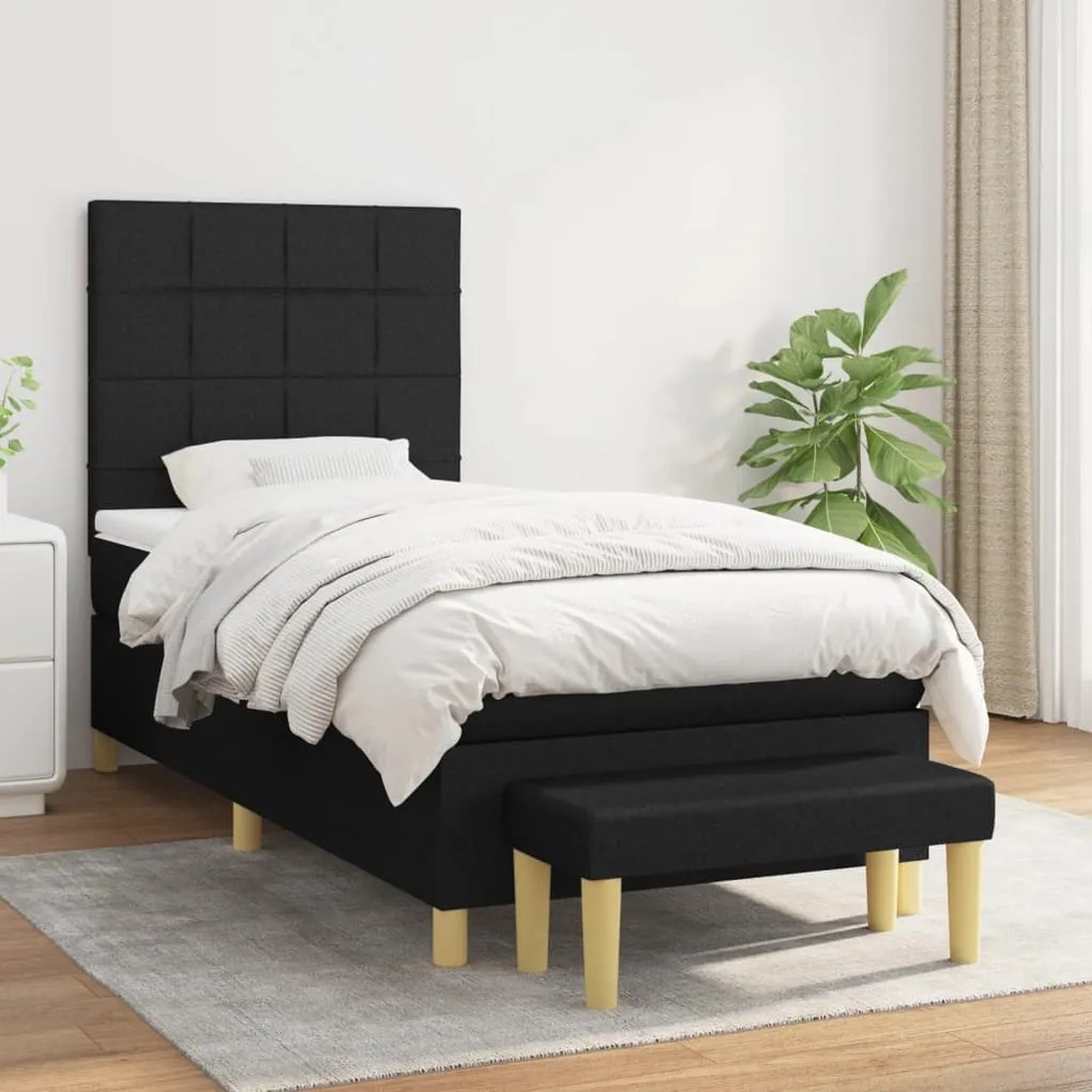 Giroletto A Molle Con Materasso Nero 90x200 Cm İn Tessuto /