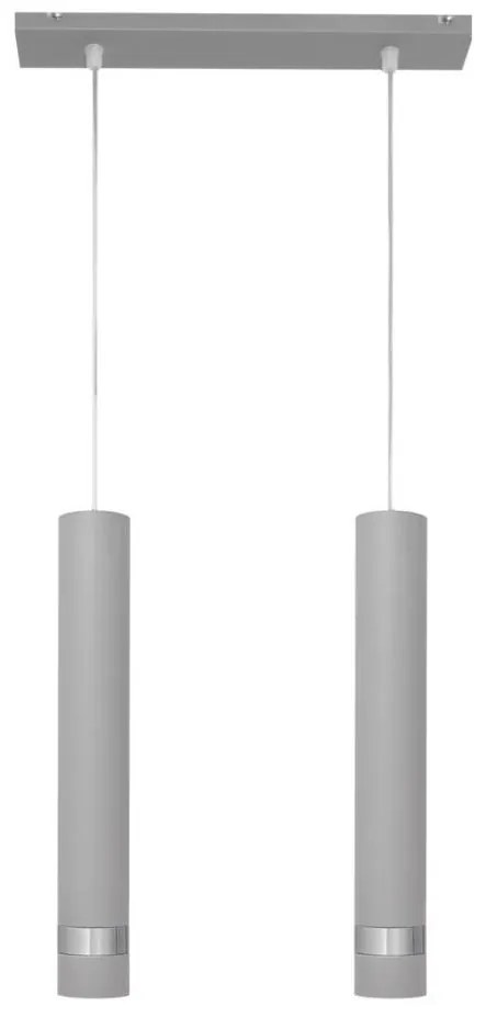 Lampadario LED a cavo TUBA 2xGU10/4,8W/230V grigio/cromo lucido