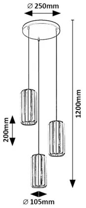 Rabalux 72255 - Lampadario a sospensione con filo VENESS 3xE27/40W/230V