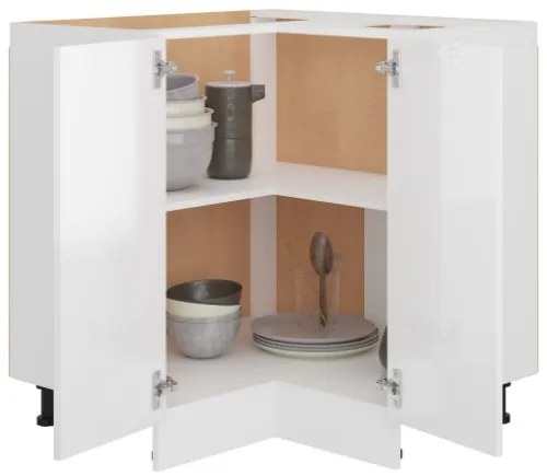 Armadio Angolare Bianco Lucido 75,5x75,5x80,5 cm in Truciolato