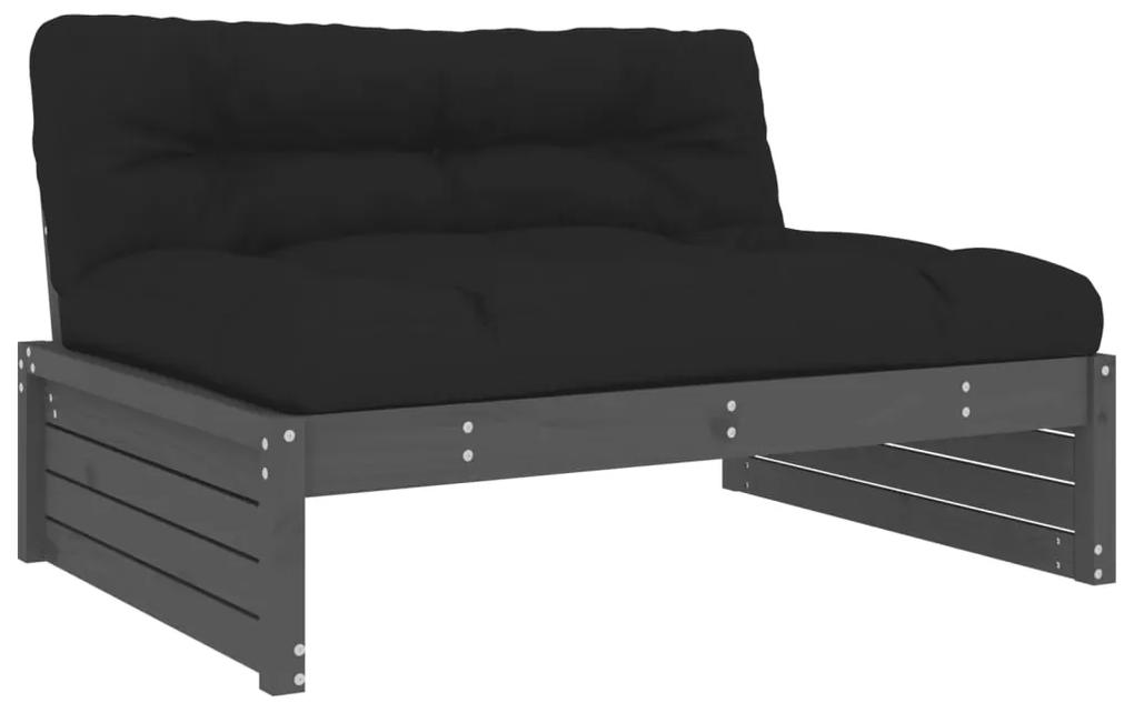 Set divani da giardino 6pz con cuscini in legno massello grigio