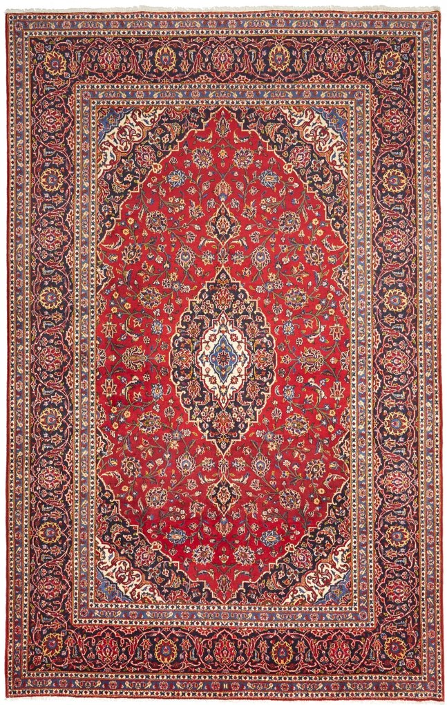 Kashan Tappeto 200x320 Rosso (Iran) Annodato A Mano