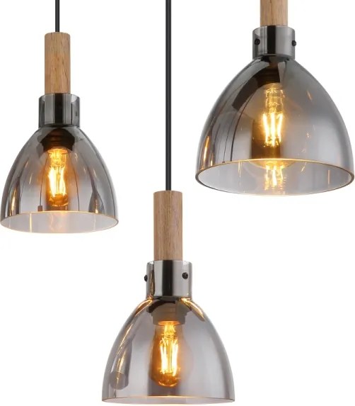 Globo 15550-6H - Lampadario sospeso MATTEA 6xE27/6W/230V nero/fumé