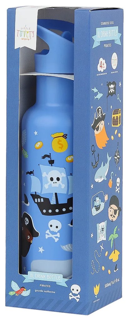 A Little Lovely Company - borraccia in acciaio inox, 500 ml - pirati