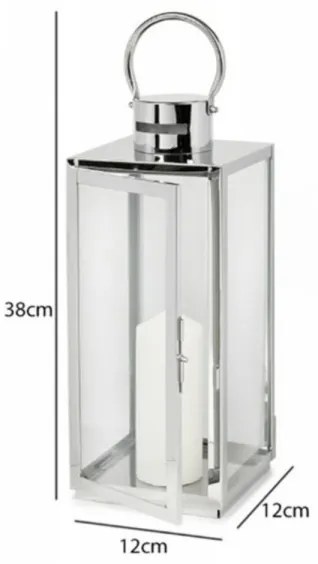 Lanterna decorativa 38 cm, cromo lucido