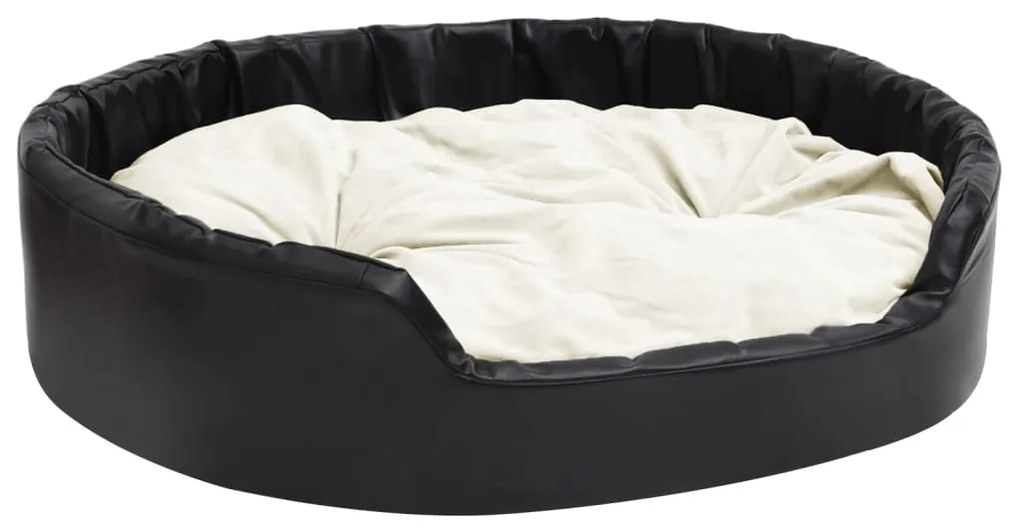 Lettino per cani nero e beige 99x89x21 cm peluche e similpelle