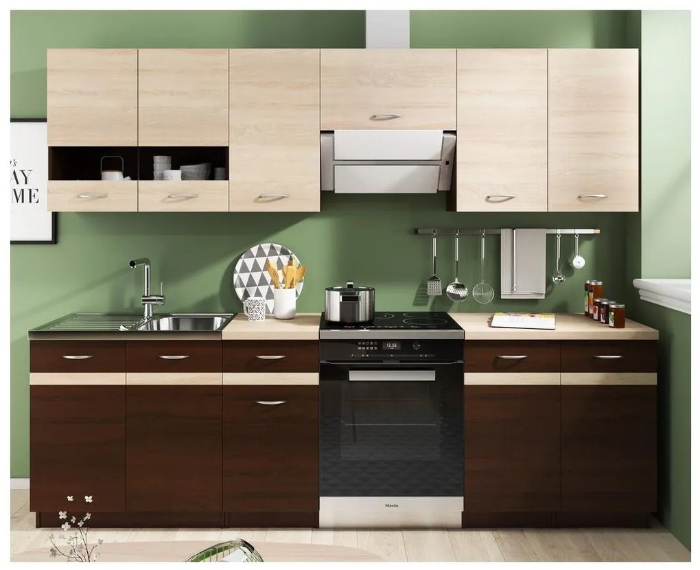 Cucina componibile VALERIA 240 cm rovere sonoma/marrone