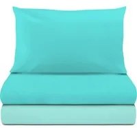Completo letto singolo azzurro in microfibra