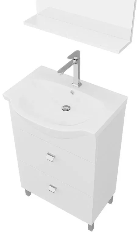 Mobile bagno a terra 55 cm Creta bianco lucido completo di specchio