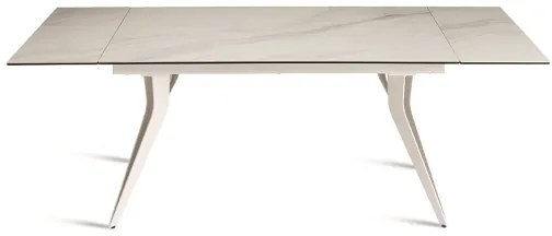 Tavolo allungabile 240 cm THOR con base metallo e piano effetto Marmo Bianco