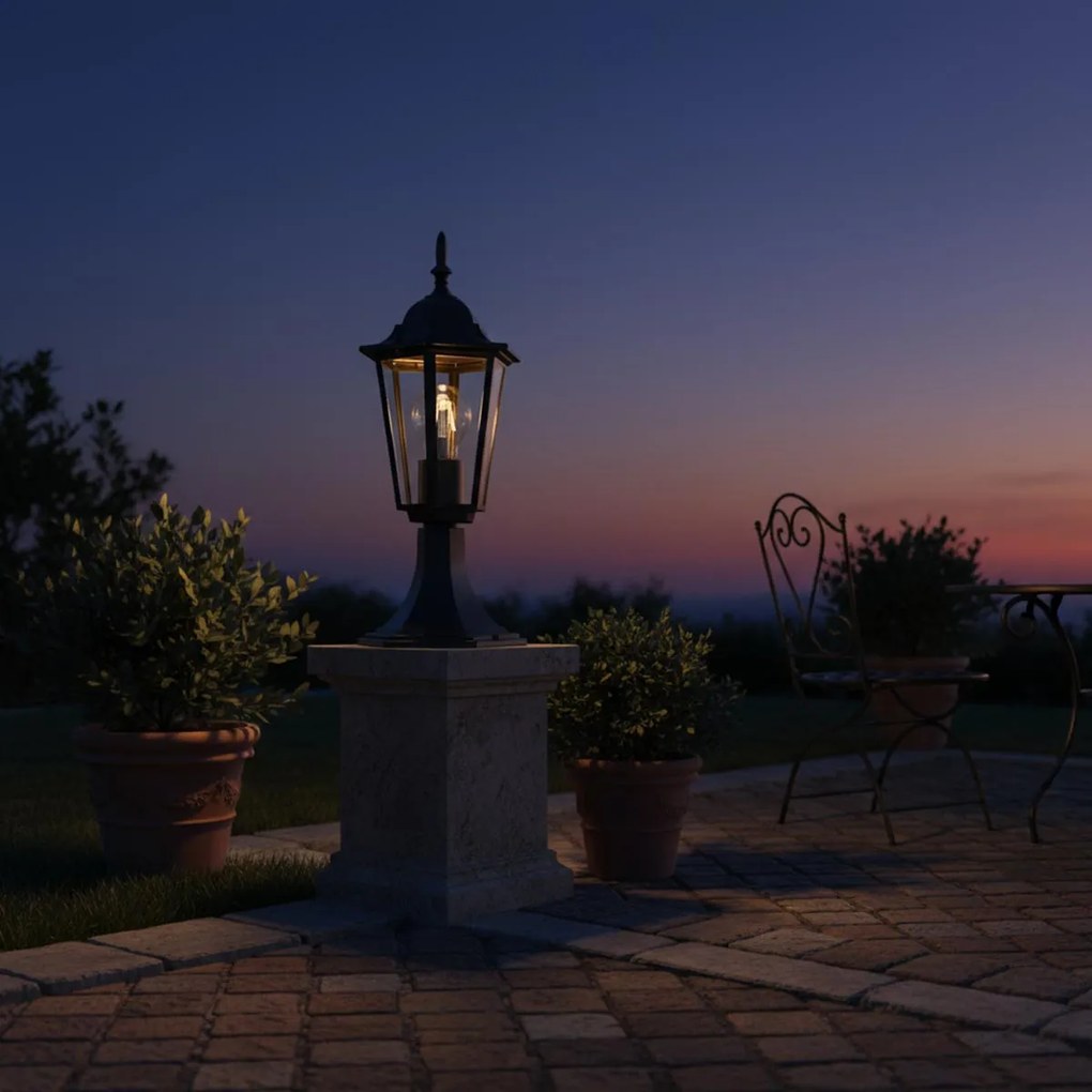 Paletto Lanterna Vintage 40cm E27 IP54 Nero - Serie Tosca