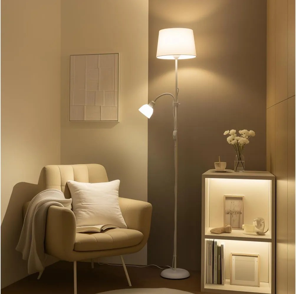 Brilagi - Lampada da terra CERIA 1xE27/100W/230V + 1xE14/25W bianca