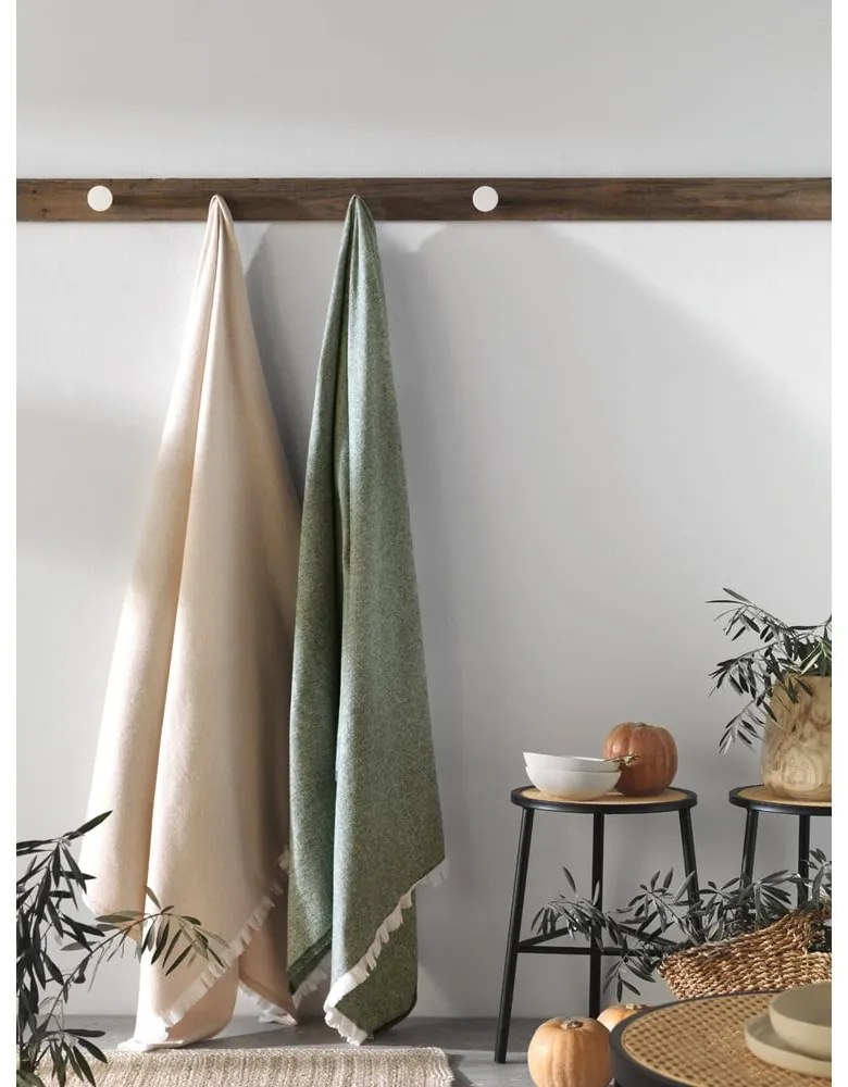 Plaid arancione con contenuto di cotone , 140 x 180 cm Linen - Euromant