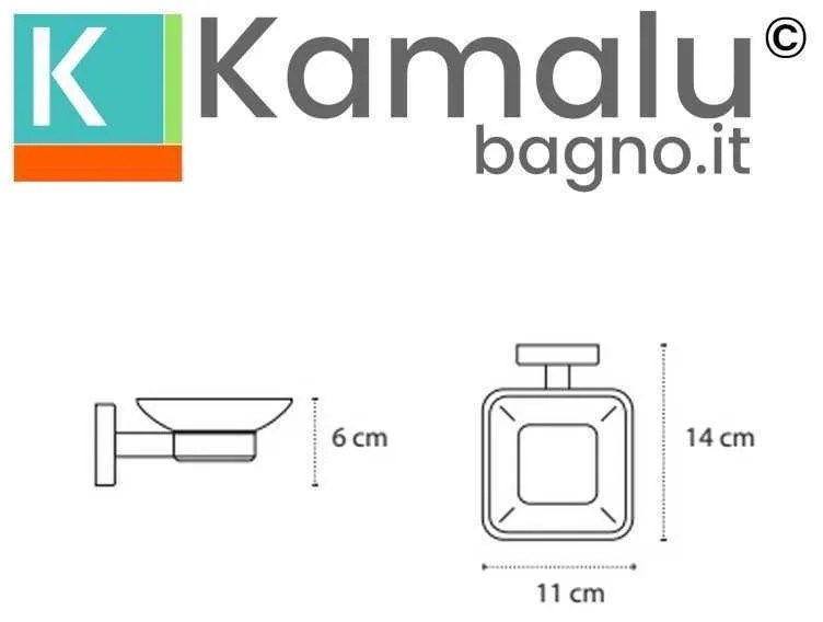 Kamalu - portasapone bagno in acciaio bianco opaco e vetro installazione a muro | clode-b