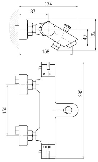 RAV Slezák TRM54.5CMAT - Miscelatore termostatico per vasca TERMO nero opaco
