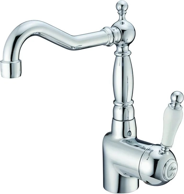 Rubinetto per lavabo getto laminare cristallino OXFORD cromato lucido HUBER H 26 cm