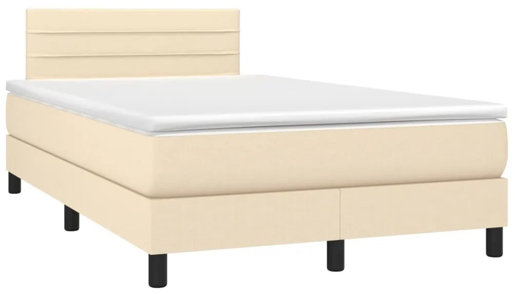 Letto a molle con materasso e led crema 120x200cm in tessuto