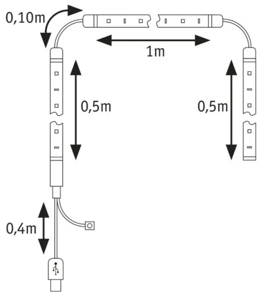 Paulmann 78880 - LED/3,5W RGB Striscia dimmerabile per TV 2m ZOLL 5V + +TC