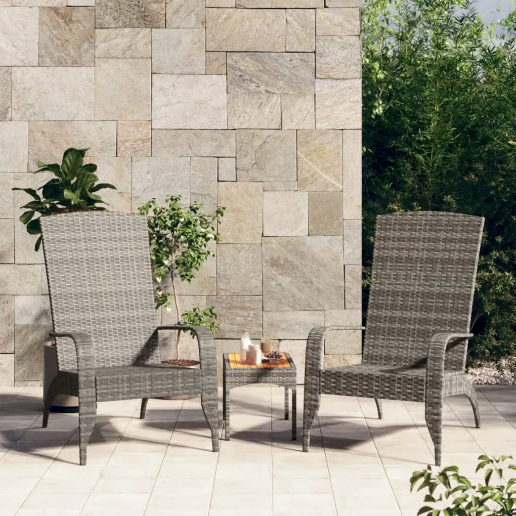 Sedia Adirondack da Giardino Grigia in Polyrattan