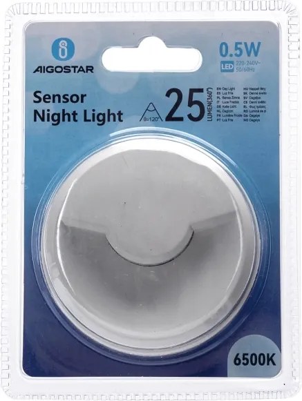 Aigostar - Lampada notturna LED con sensore LED/0,5W/230V 6500K