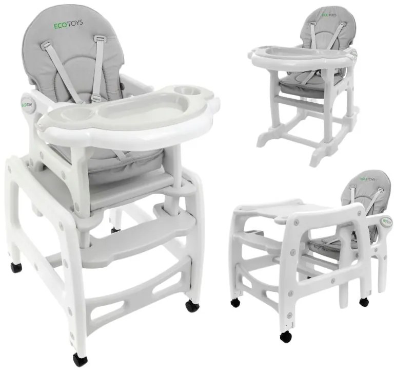 Ecotoys HC-223 Grigio Sedia multifunzionale 3in1 per la pappa