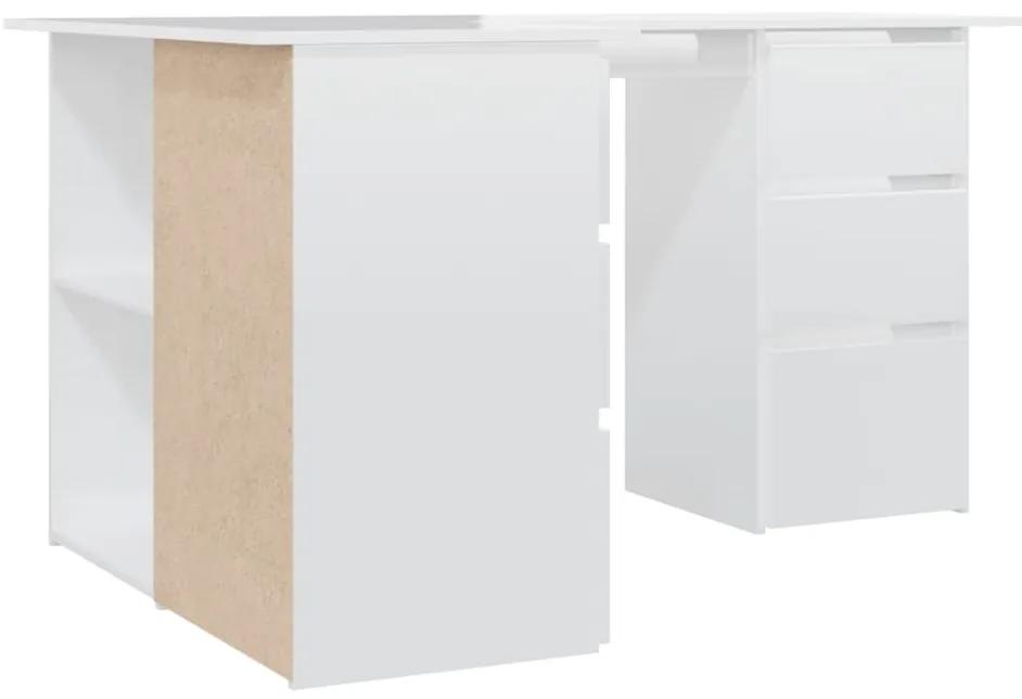 Scrivania angolo bianco lucido 145x100x76 cm legno multistrato