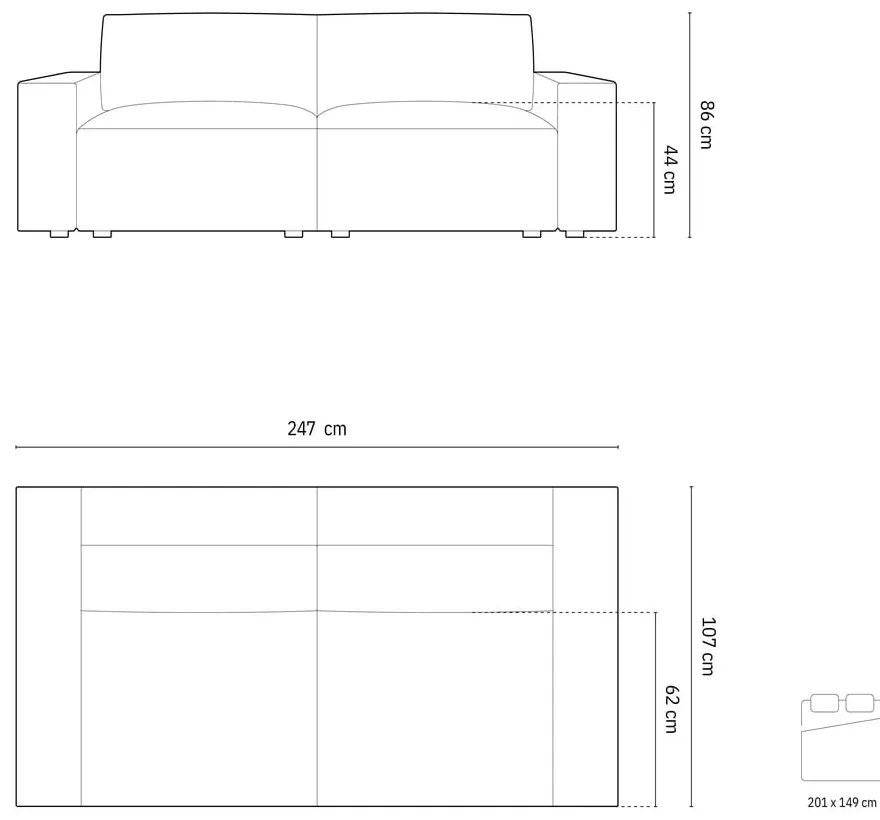 Divano letto grigio chiaro 247 cm Jodie - Micadoni Home