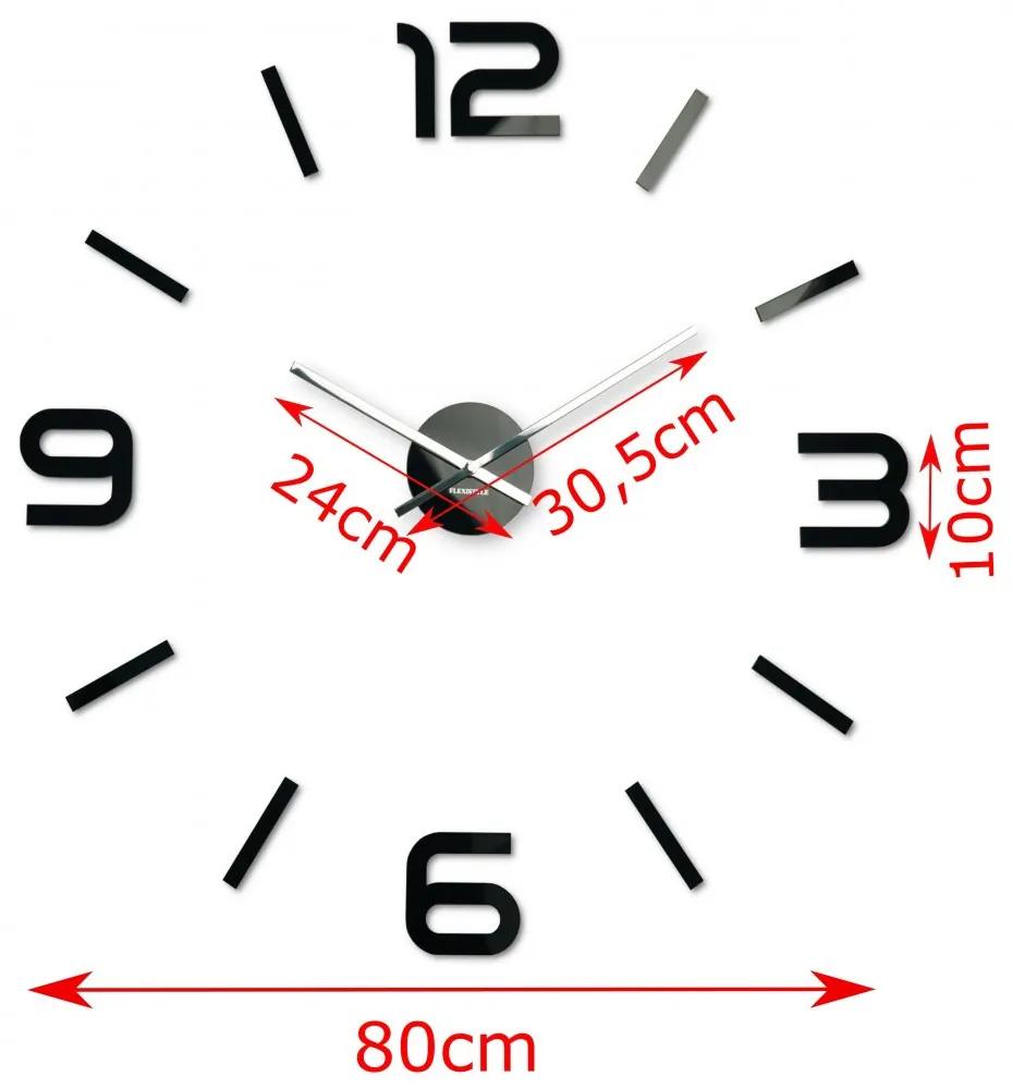 Orologio da parete di design nero adesiva, 80 cm Grigio