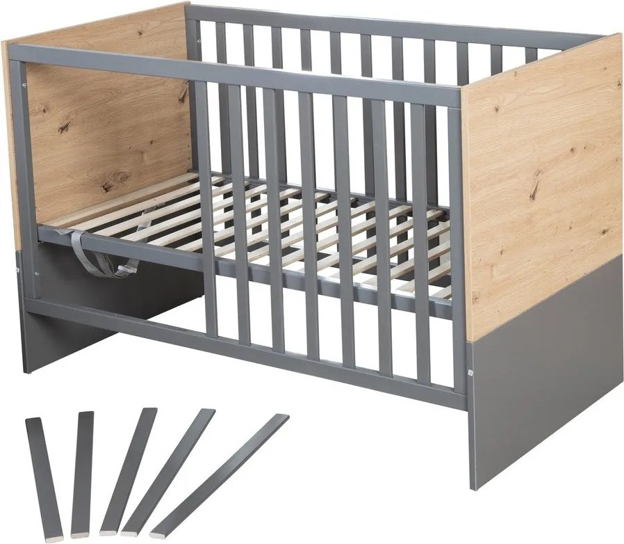 Lettino grigio/di colore naturale 60x120 cm Anna – Roba