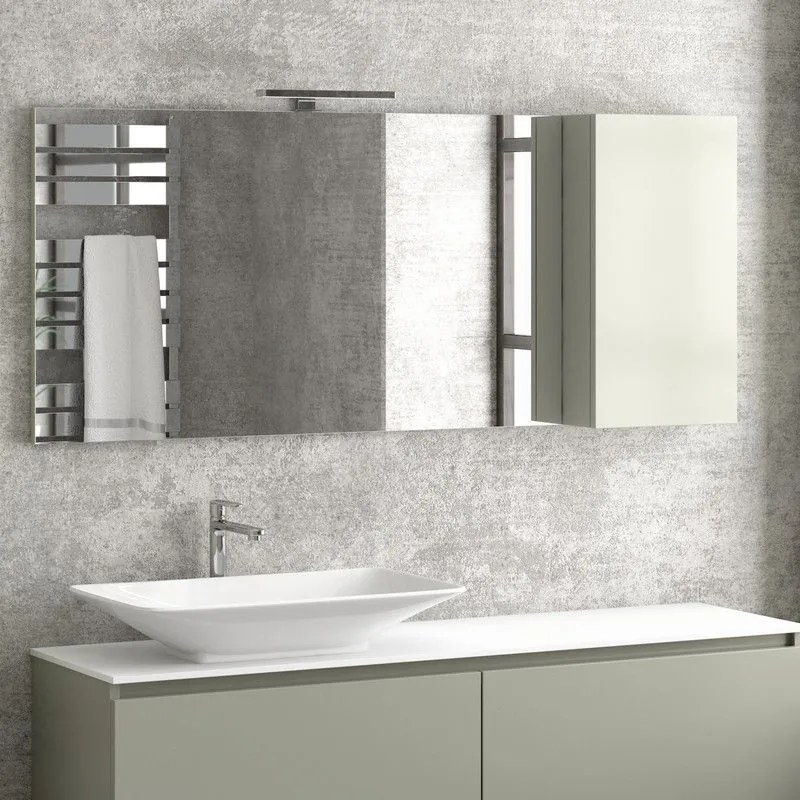 Kamalu - specchio bagno 155cm pensile contenitore a destra  sp-155s