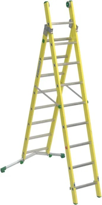 Scala a sfilo FACAL Vetroprima in fibra di vetro 2 rampe da 9 gradini portata massima 150 kg EN 131 per lavori fino a 5.7 m