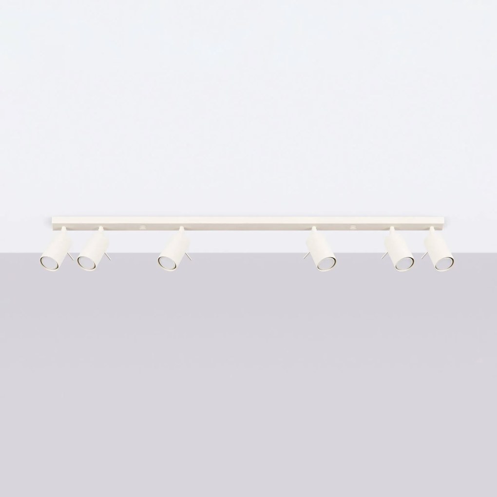 SOLLUX LIGHTING Faretto da soffitto ad anello, beige, lunghezza 117 cm, acciaio, a 6 luci.