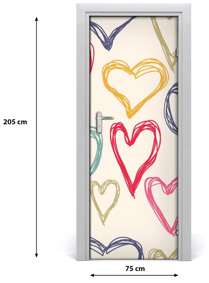 Sticker porta Cuori colorati 75x205 cm